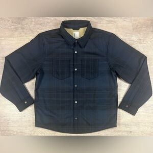 Vuori Coastside Shirt Jacket Mens XL Button Down  Blue Plaid Fleece Lined